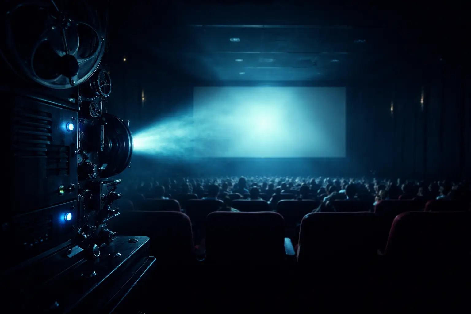Projecteur de cinéma vintage dans une salle obscure